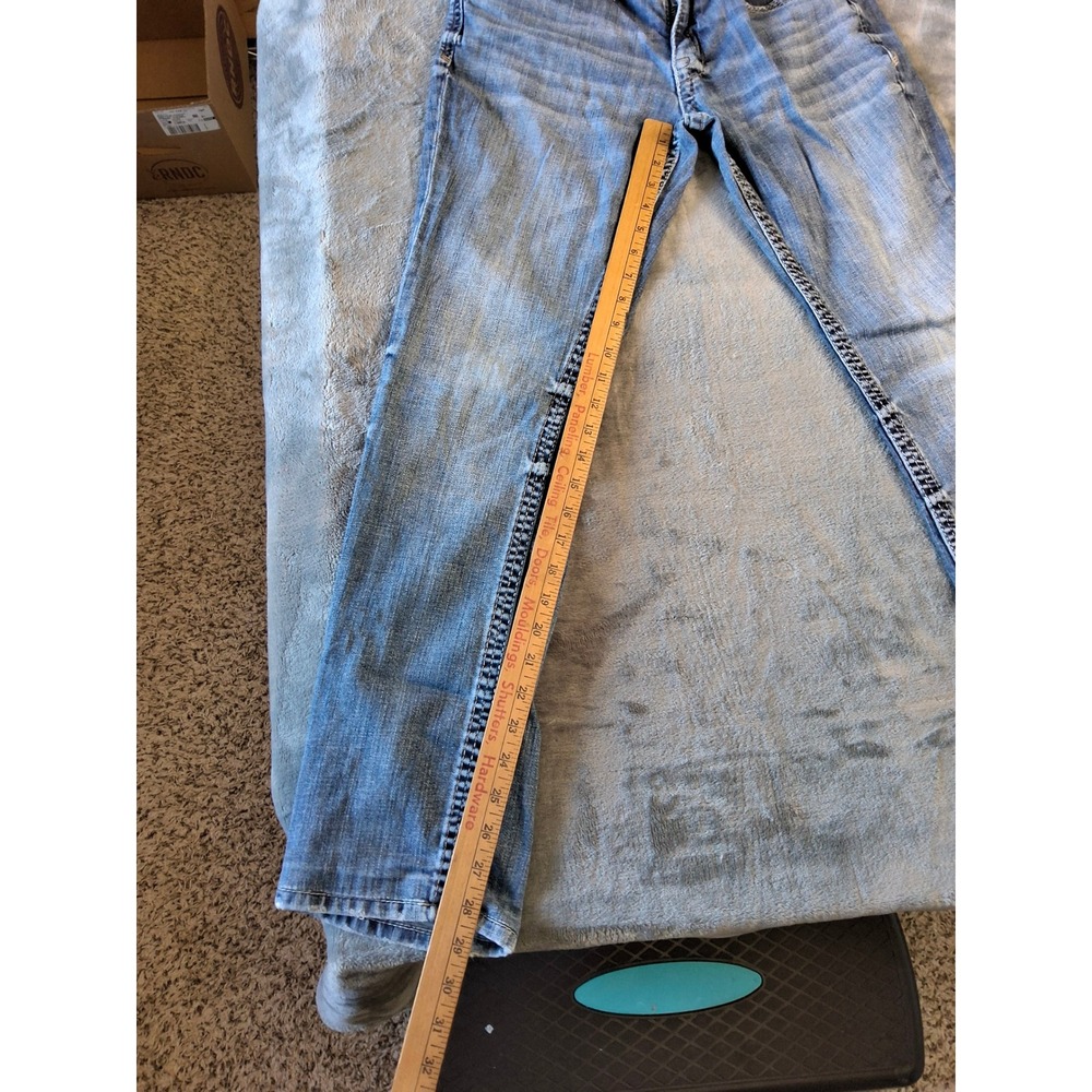 BKE Carter Straight Leg Jeans Mens 31R Medium Wash Stretch Denim Contrast Stitch - Picture 6 of 11